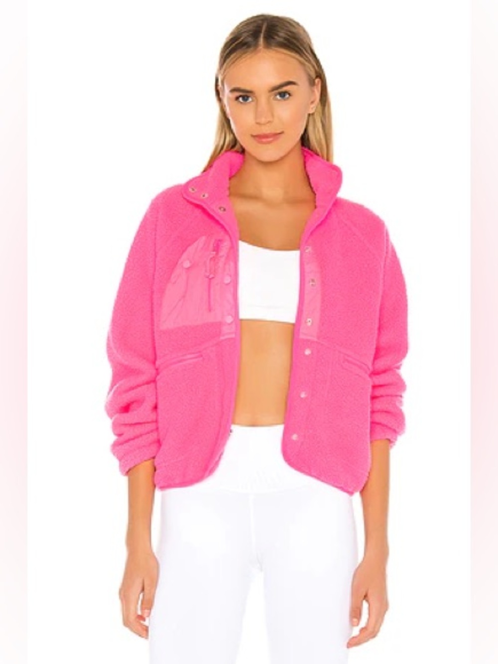 Free People Hit The Slopes Fleece Jacket in Pink S